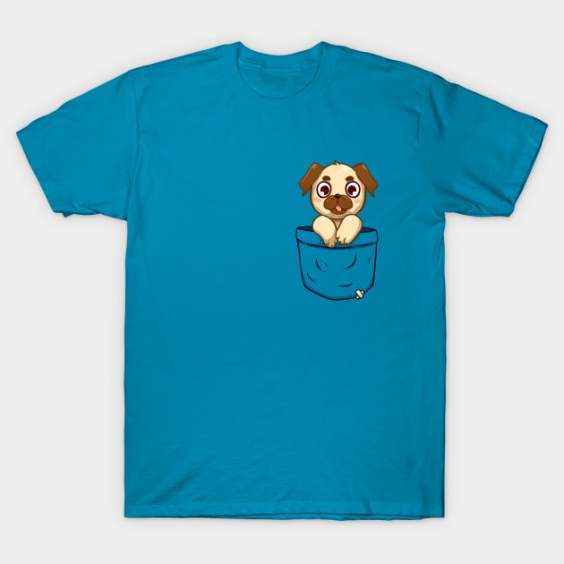 Pocket cute Pug T-Shirt by TechraPockets